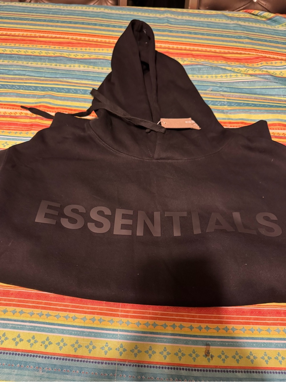 Essentials Black Logo Hoodie